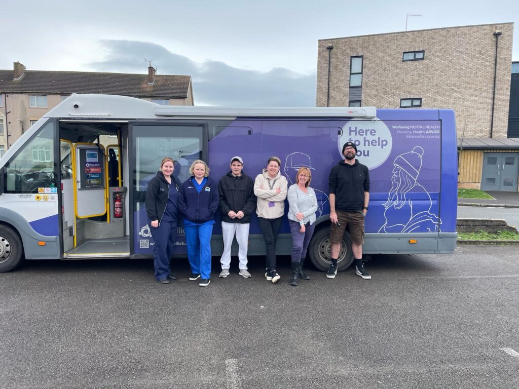 The Wallich outreash homeless vehicle visits Welsh towns with NHS 