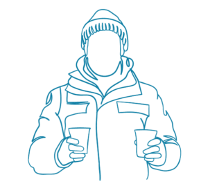 Graphic of support worker with coffee cups