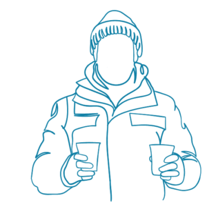 graphic of support worker with coffees