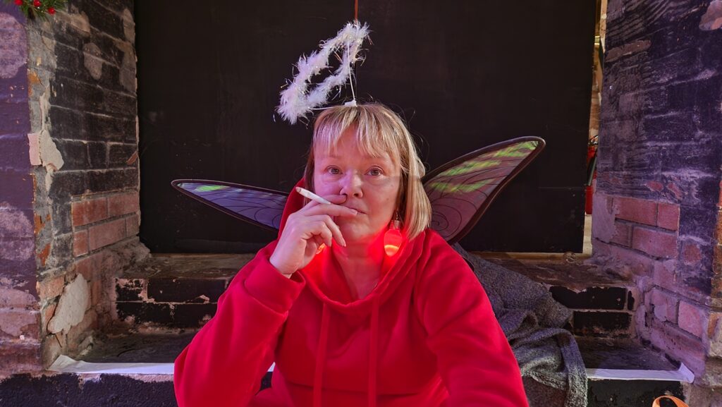 The Wallich client stars as a gruff angel Gabriel in the charity Pantomime
